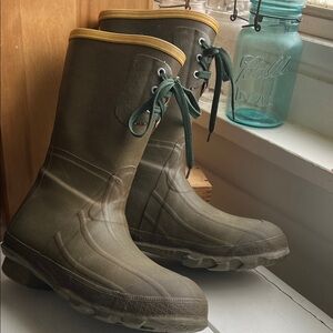LaCrosse Olive Green Lace-Up Rain Boots Women’s size 8 Burley Eddie Bauer collab